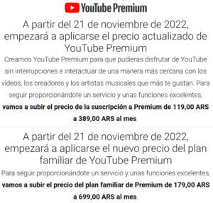 Cuánto sale YouTube Premium 2023